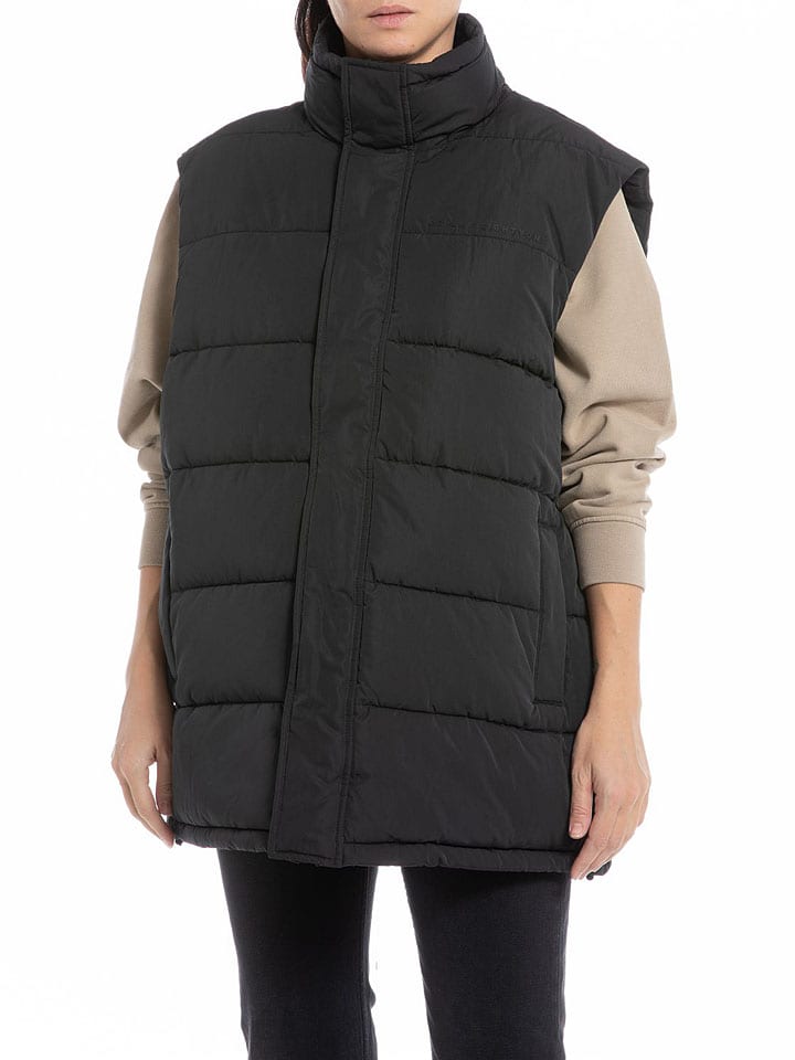 Doorgestikte bodywarmer zwart