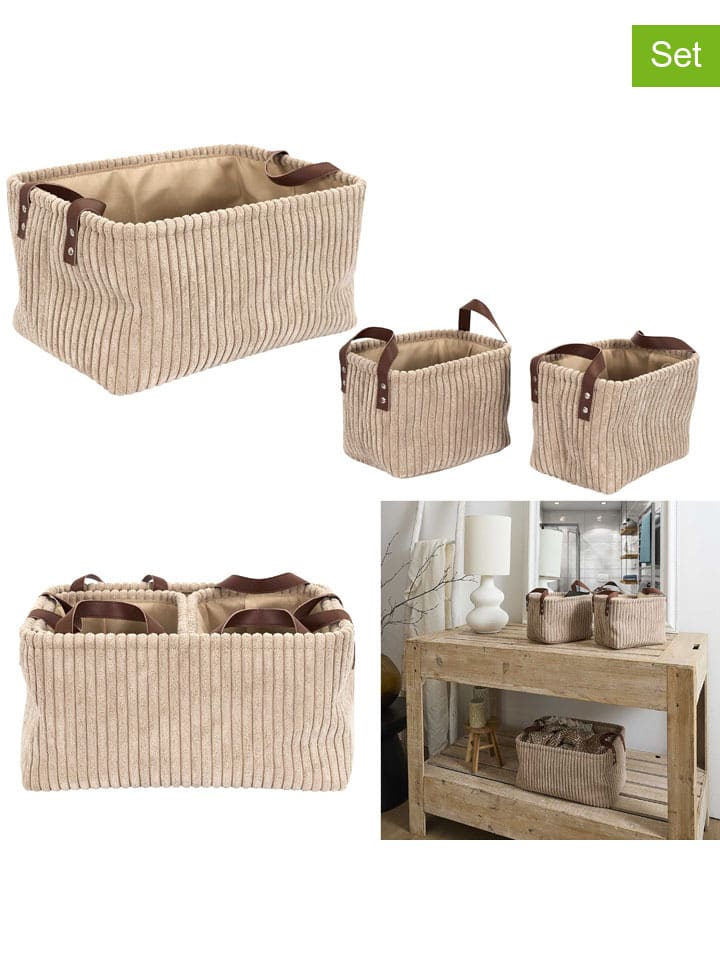 3er-Set: Aufbewahrungskörbe in Beige