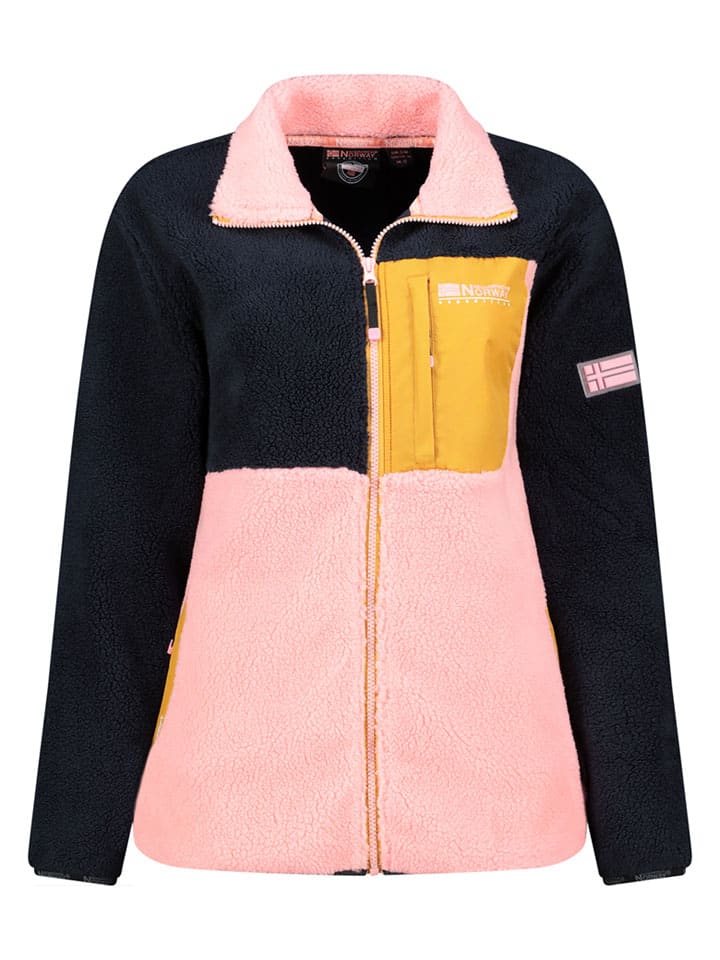 Fleece vest "Talexa" donkerblauw/lichtroze/oranje
