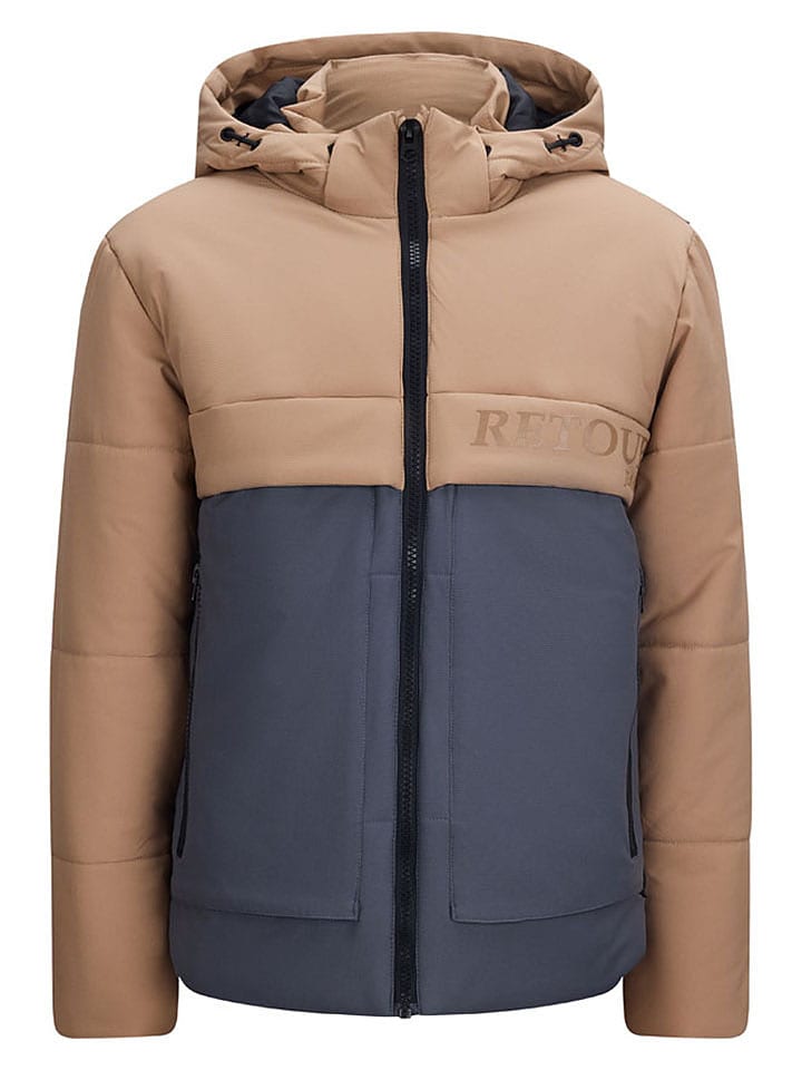 Steppjacke "Myron" in Hellbraun/ Blau