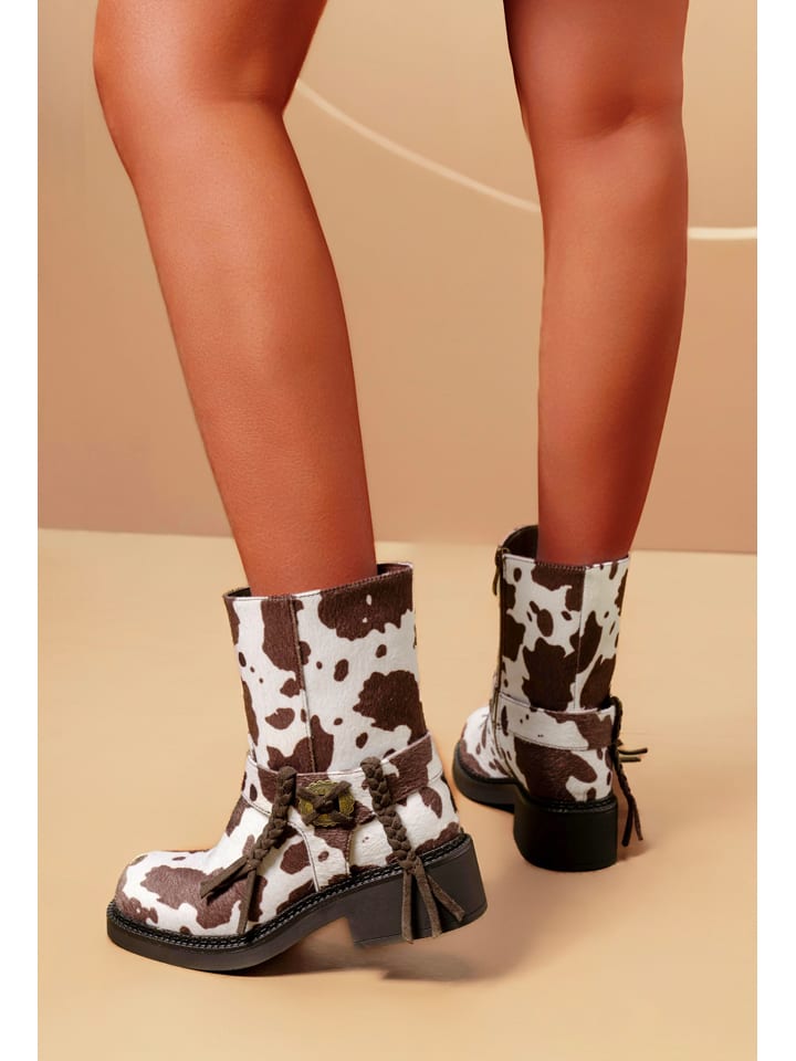 Boots in Braun/ Weiß