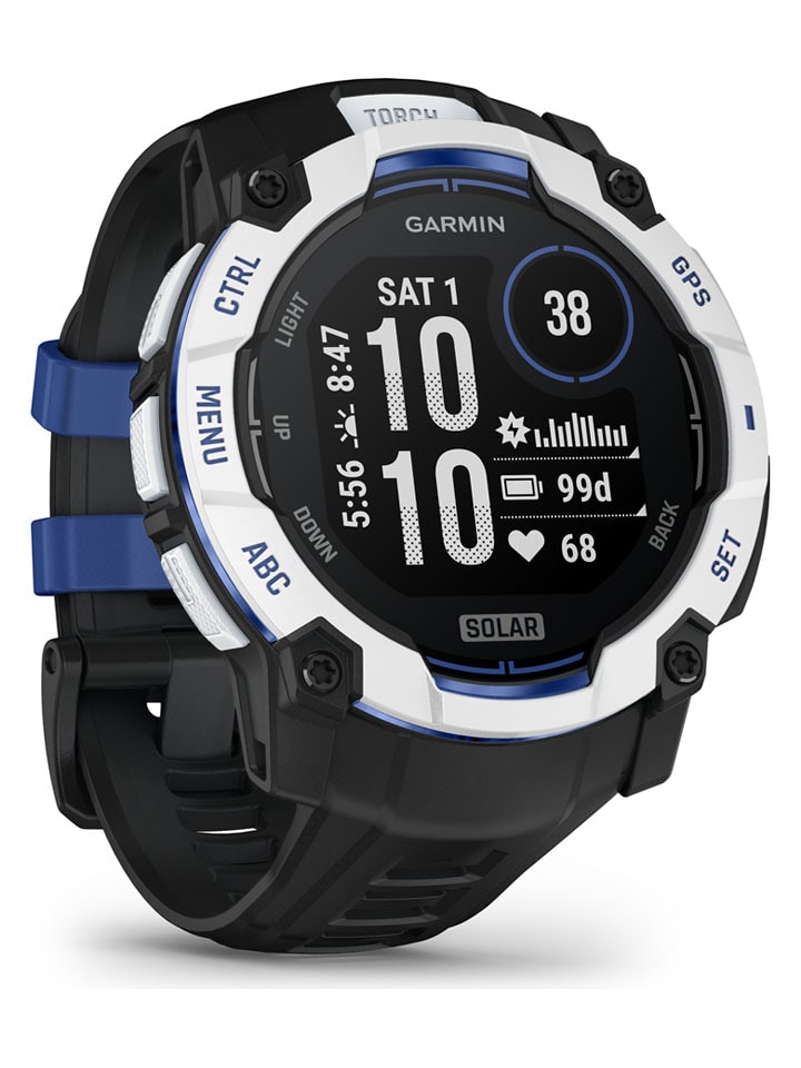 GPS-Smartwatch "Instinct® 3 Solar" in Schwarz/ Weiß