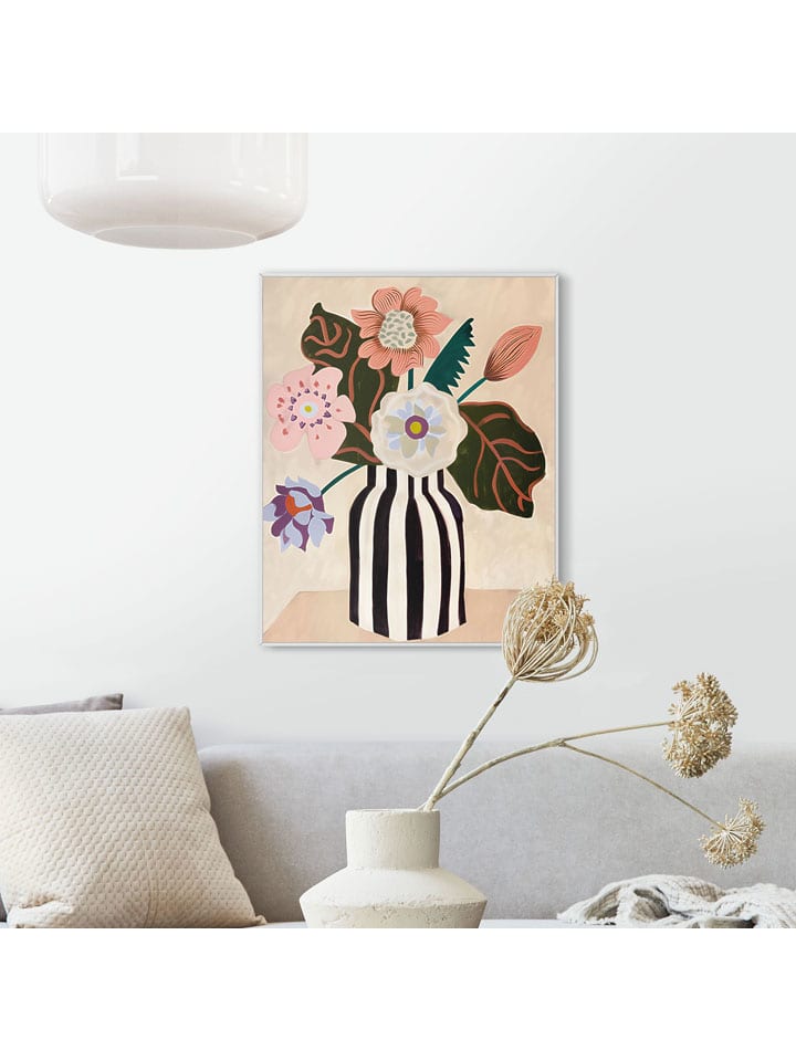 Druk artystyczny "Black White Striped Vase" w ramce