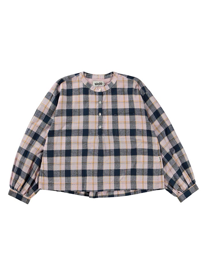 Bluse in Beige/ Dunkelblau