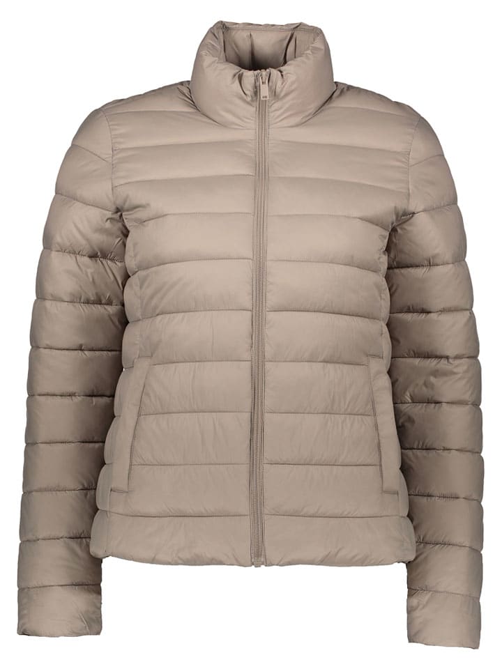 Doorgestikte jas beige