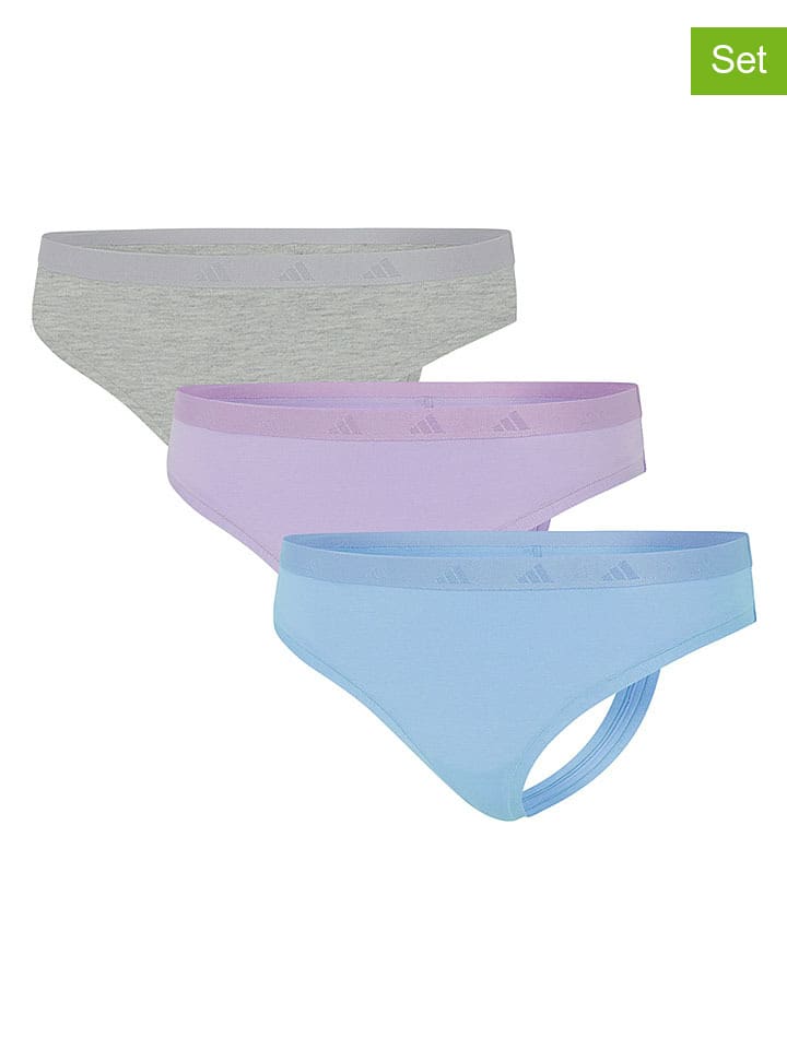 3er-Set: Strings in Lila/ Hellblau/ Grau
