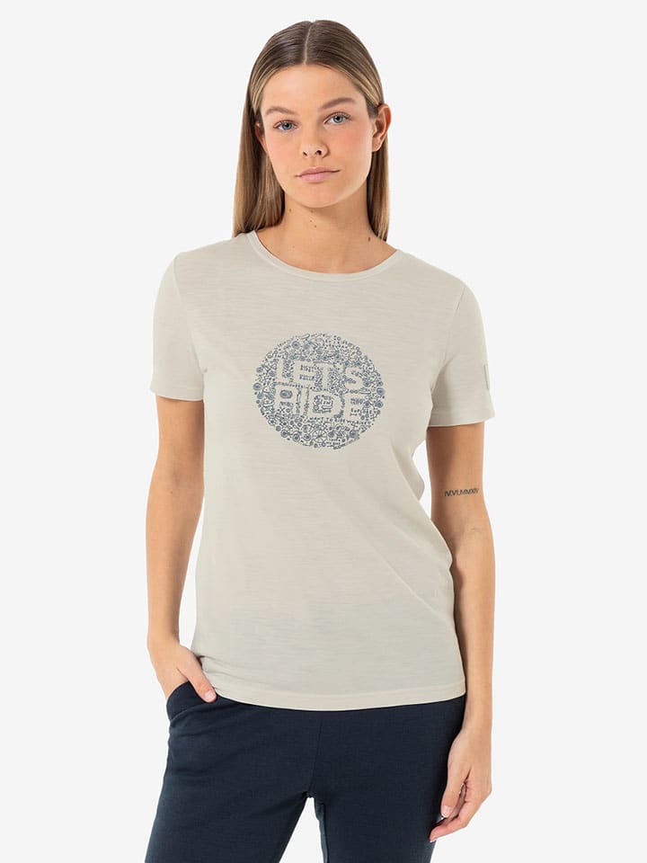 Functioneel shirt "Let's Ride" crème