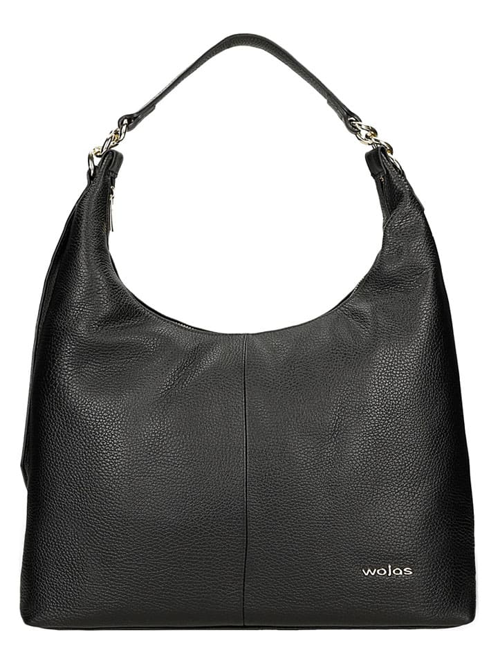 Skórzany shopper bag w kolorze czarnym - 44 x 26 x 11 cm