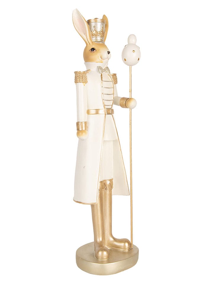 Decofiguur "Konijntje" wit/goudkleurig - (B)13 x (H)47 x (D)12 cm