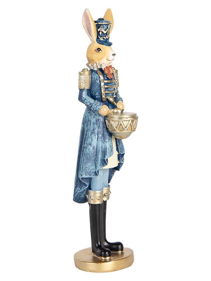 Dekofigur "Kaninchen" in Blau/ Gold - (B)5 x (H)18 x (T)5 cm
