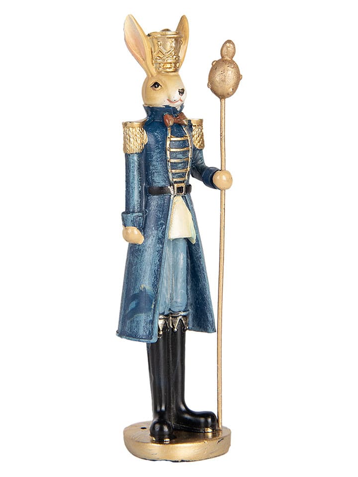 Dekofigur "Kaninchen" in Blau/ Gold - (B)5 x (H)18 x (T)5 cm