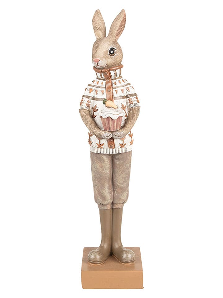 Decofiguur "Konijntje" beige/wit - (B)7 x (H)28 x (D)7 cm