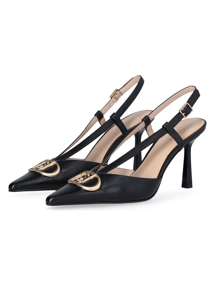 Leder-Slingpumps in Schwarz