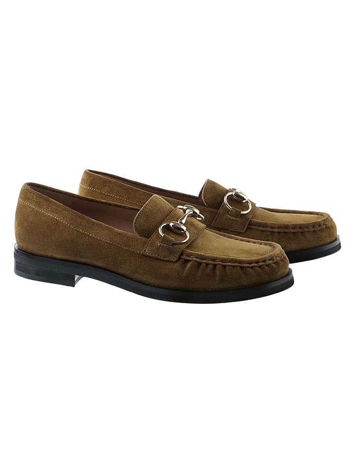 Skórzane mokasyny "Ellis" w kolorze khaki