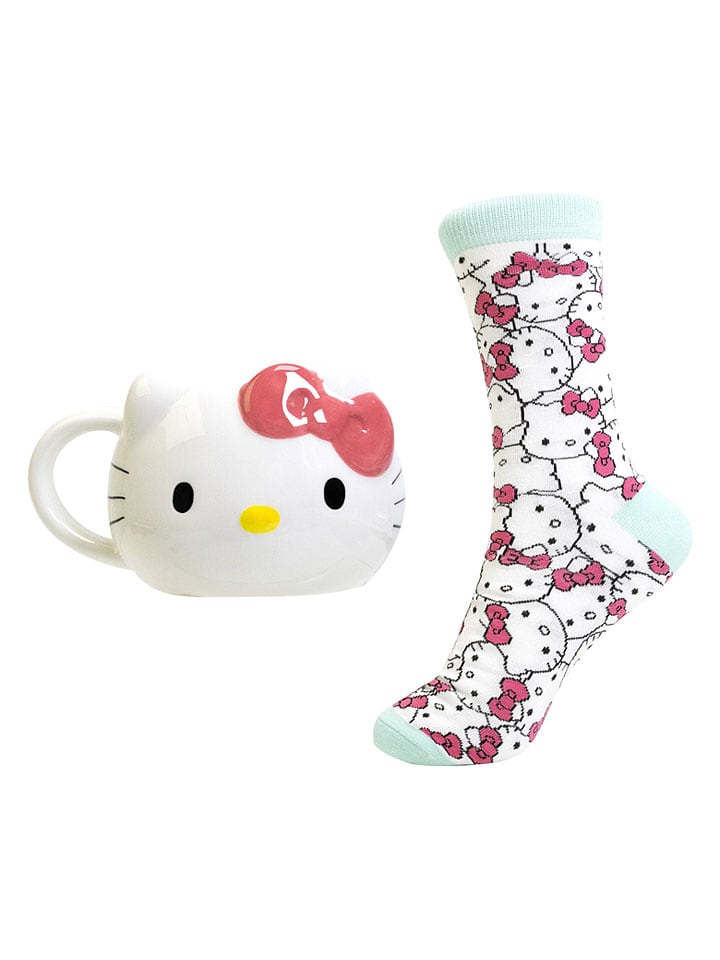 2-częściowy zestaw "Hello Kitty" w kolorze białym ze wzorem
