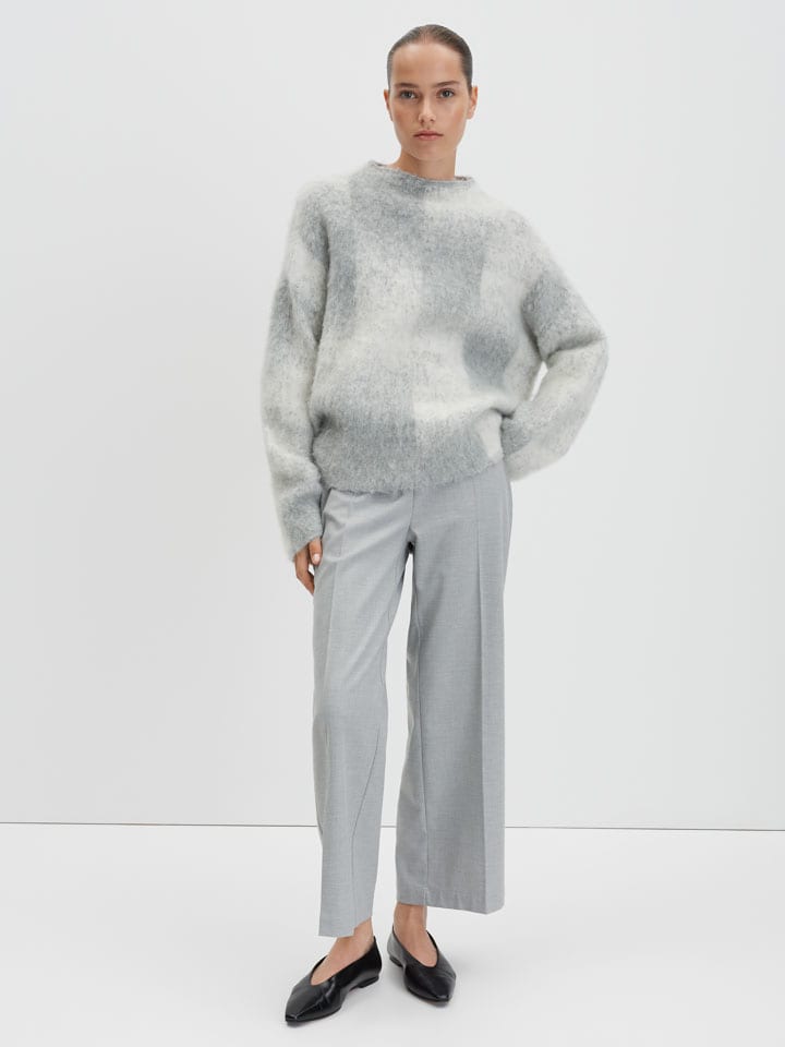 Pullover "Teonie" in Hellgrau/ Weiß