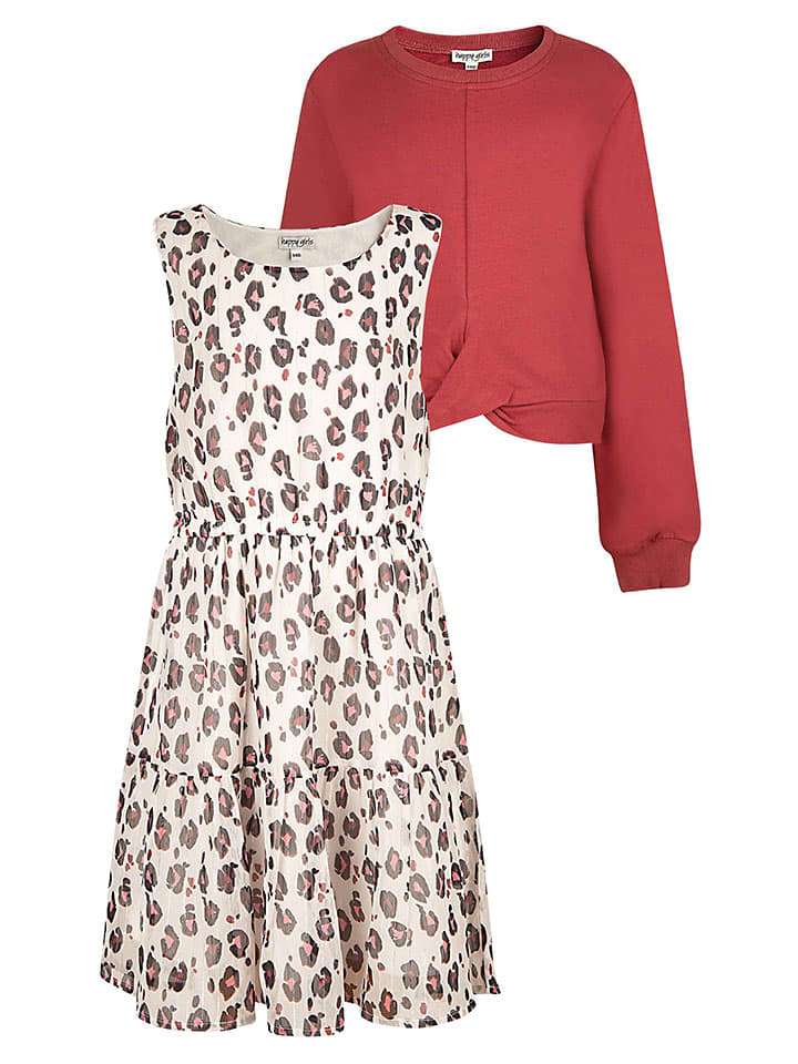 2tlg. Outfit in Rot/ Creme