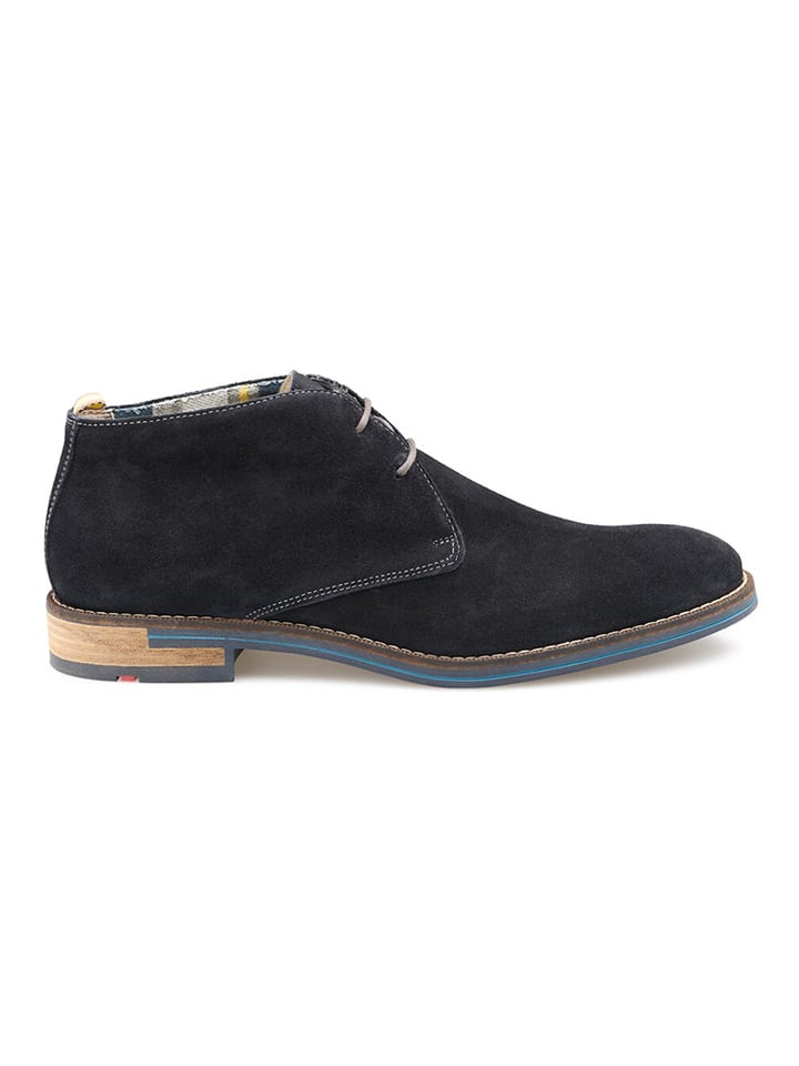 Leder-Schnürschuhe in Dunkelblau