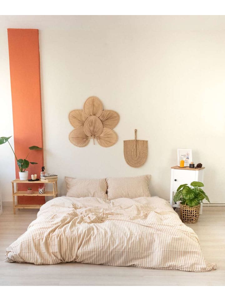 Renforcé-Bettwäsche-Set in Beige/ Creme