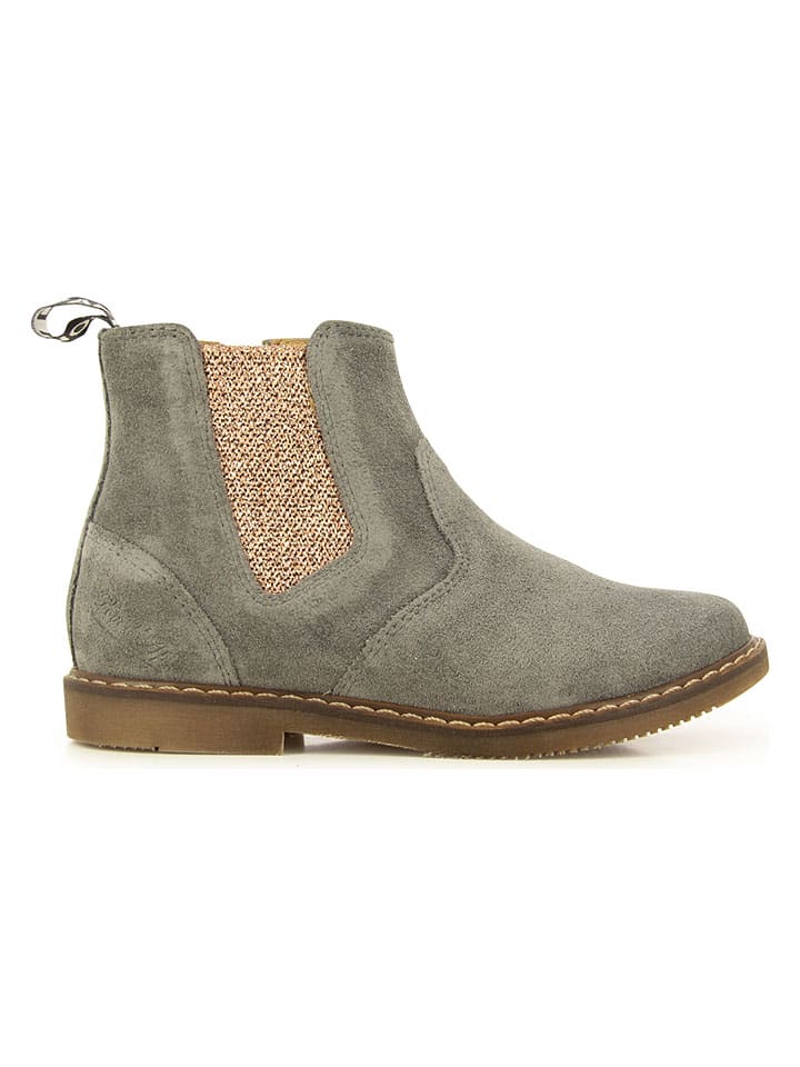 Leder-Boots in Grau