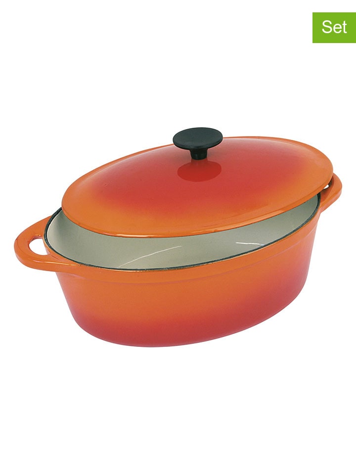 2tlg. Set: Schmortopf ''Grand Chef'' in Orange - 9 l