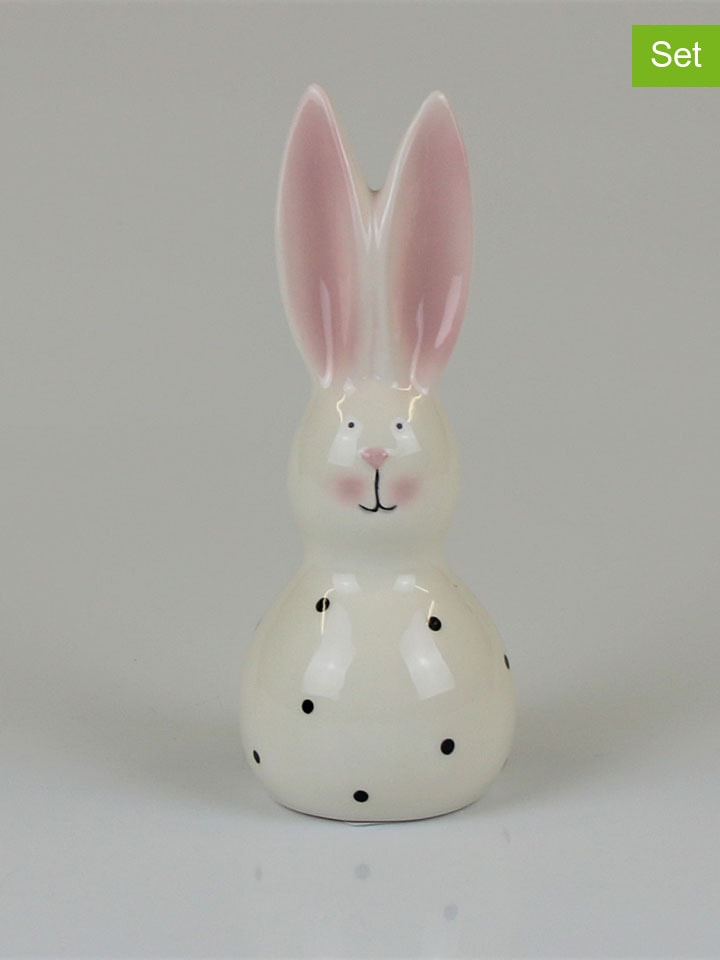 Figurka dekoracyjna "Hare" w kolorze białym - wys. 18 cm