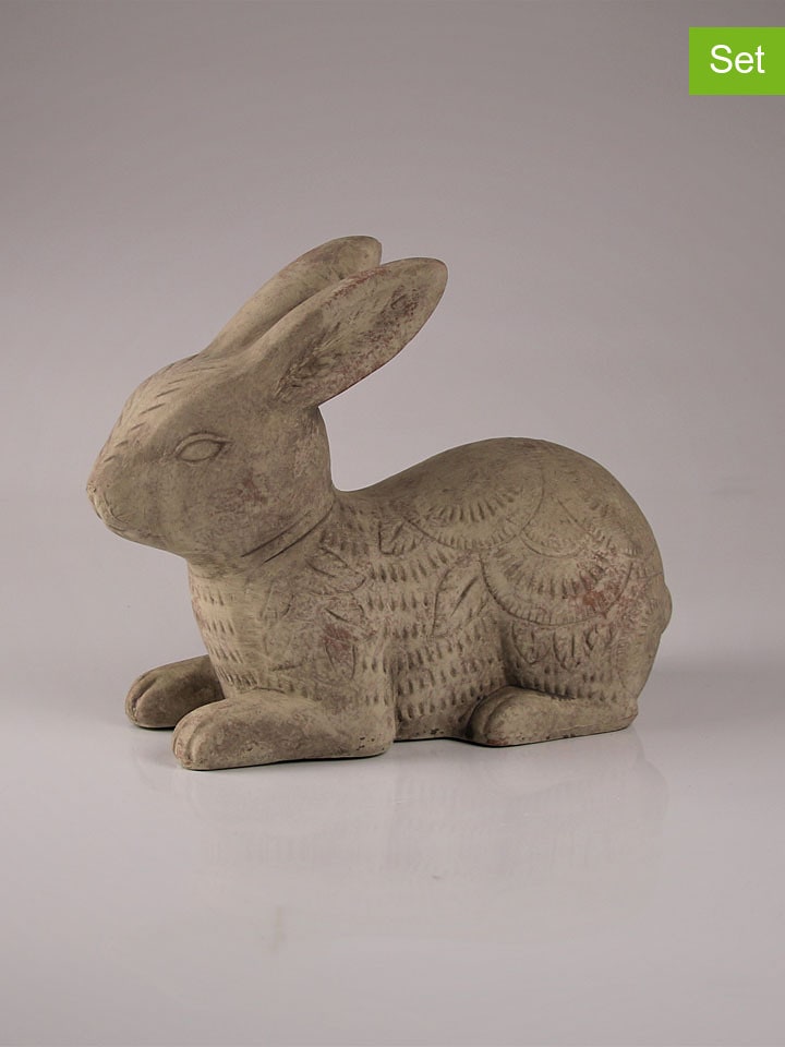 Dekofigur "Hase" in Grau - (B)11 x (H)20 x (T)25 cm