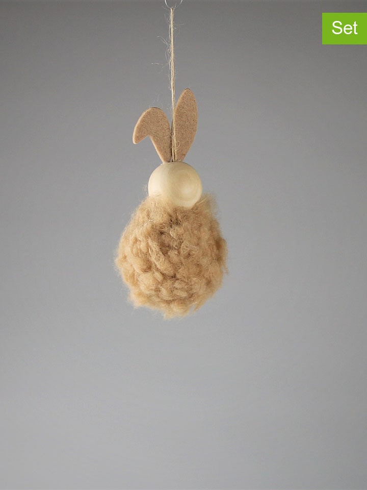 Zawieszki dekoracyjne (2 szt.) w kolorze jasnobrązowym - wys. 14 x Ø 4 cm