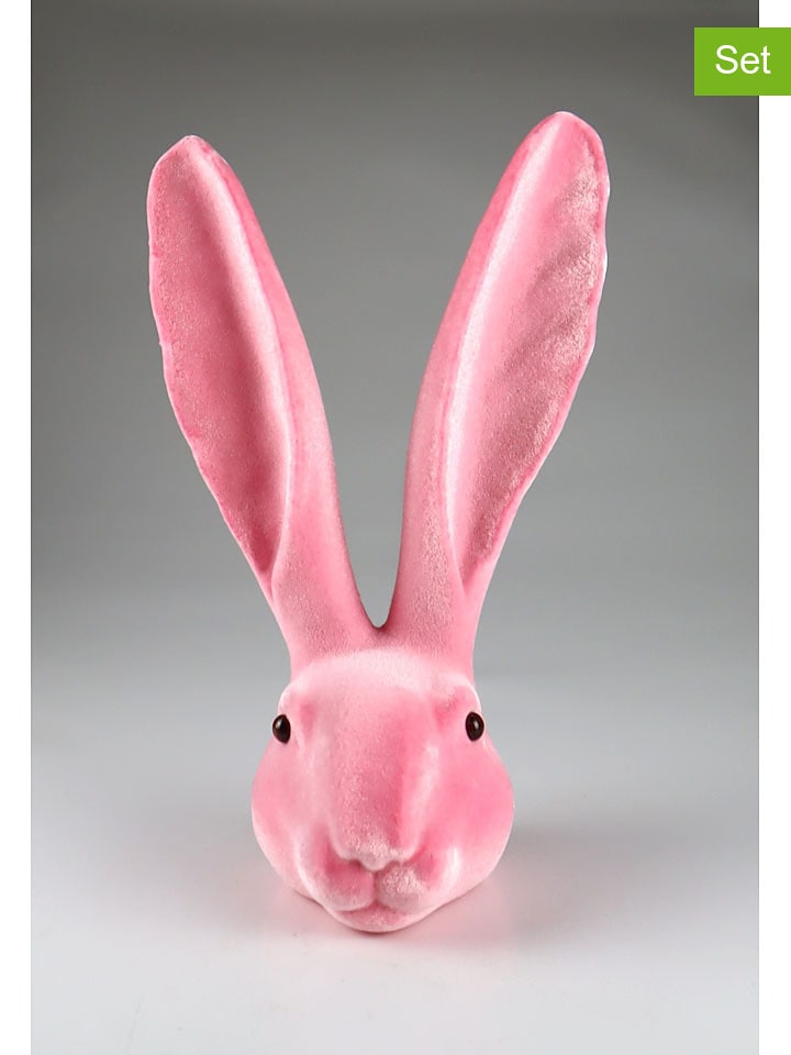 Figurka dekoracyjna "Hare's head" w kolorze jasnoróżowym - wys. 34 cm