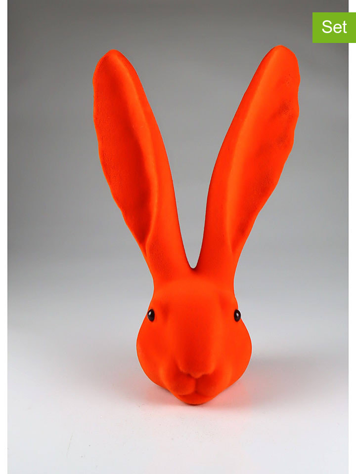 Dekofigur "Hasenkopf" in Orange - (H)34 cm
