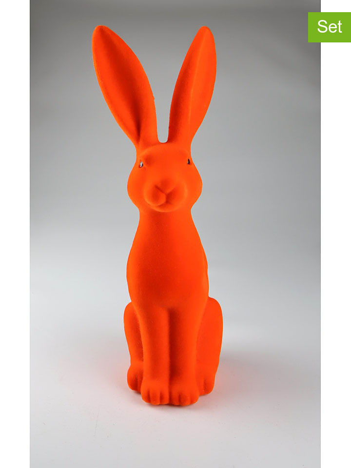 Figurka dekoracyjna "Hare" w kolorze pomarańczowym - wys. 51 cm