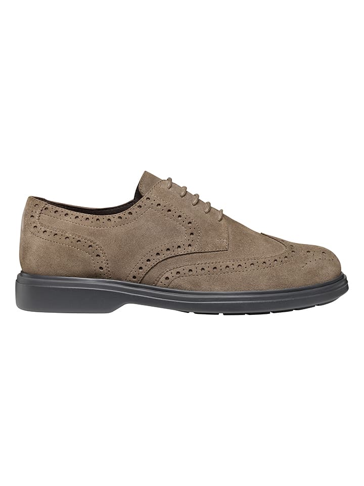 Leder-Schnürschuhe "Ottavio" in Taupe