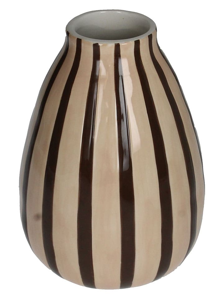 Vase ''Stripes'' in Beige/ Braun - (H)18 cm - Ø 12 cm