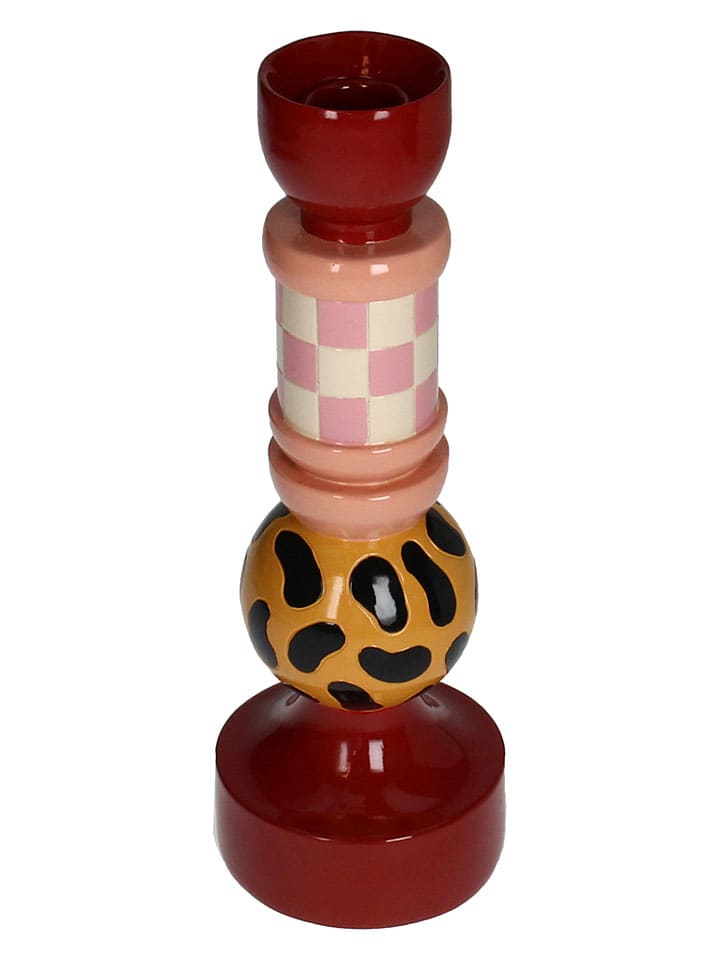 Kerzenhalter ''Ornaments'' in Rot/ Rosa - (H)25 x Ø 8,3 cm