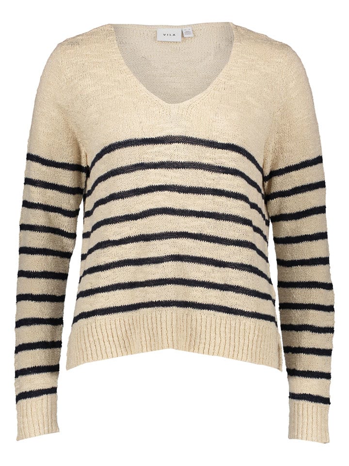 Sweter w kolorze beżowo-granatowym