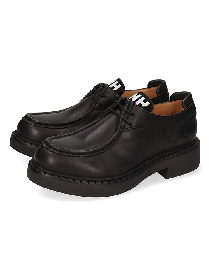 Leder-Schnürschuhe "Pia 8" in Schwarz