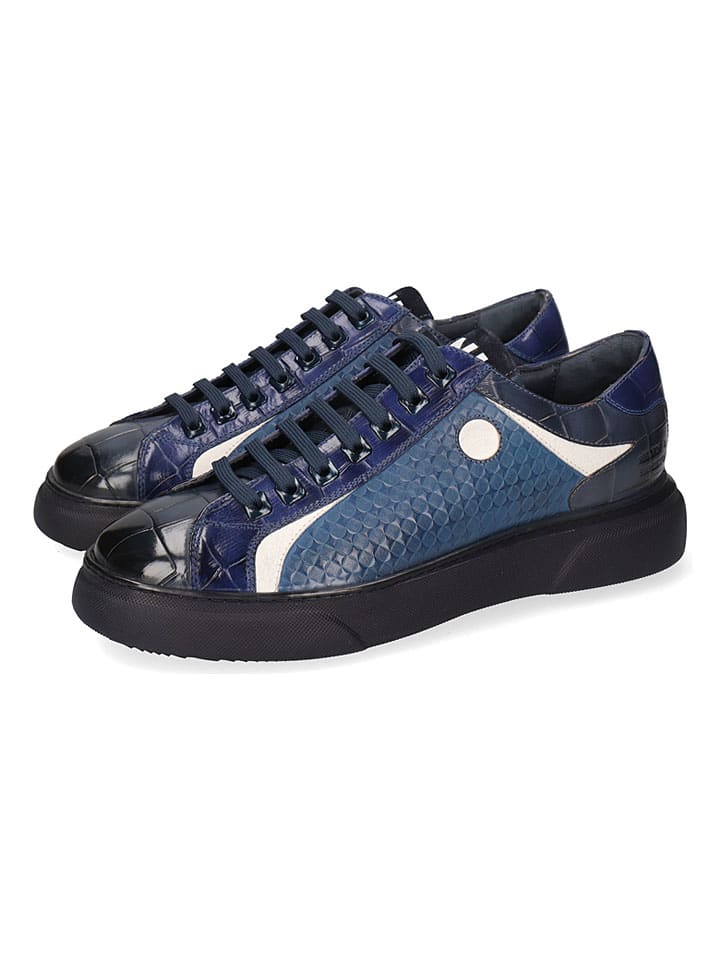 Skórzane sneakersy "Harvey 9" w kolorze czarno-niebieskim