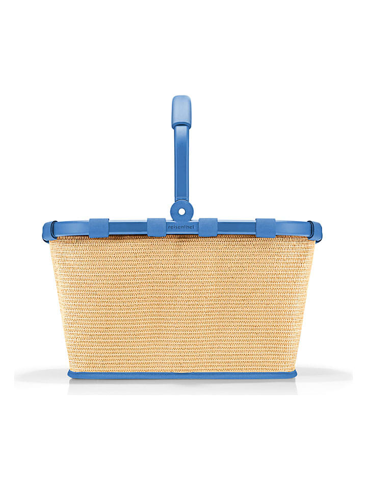 Shopper bag w kolorze beżowo-niebieskim - 48 x 29 x 28 cm