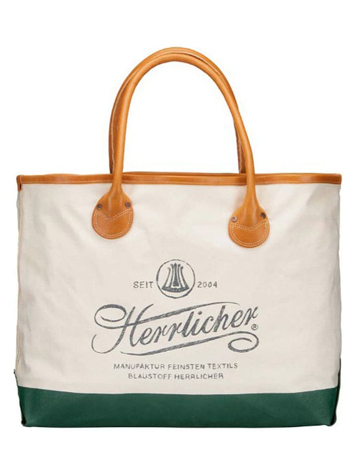 Shopper bag w kolorze kremowym - 63 x 40 x 20 cm