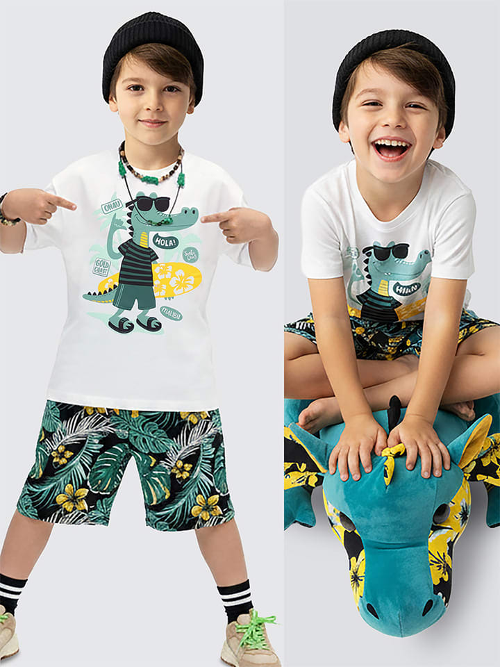 2-delige outfit wit/zwart