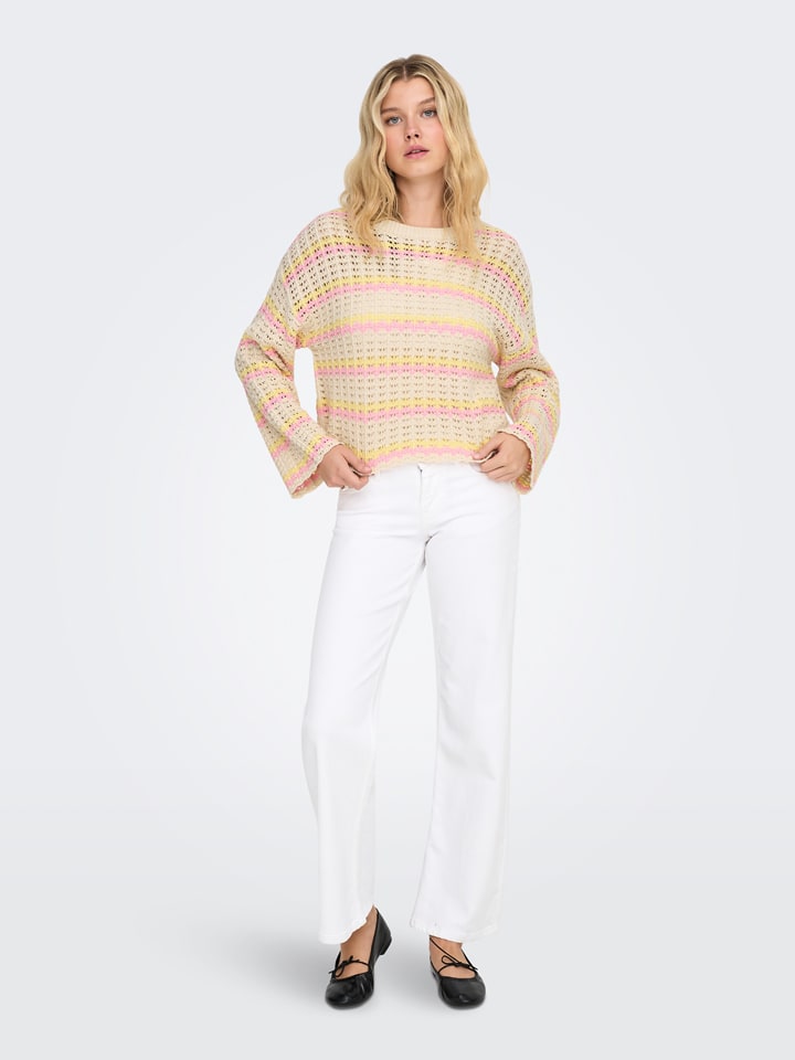 Pullover in Beige/ Gelb/ Rosa