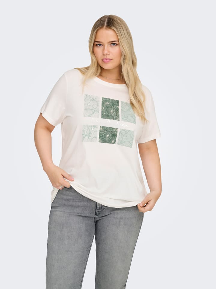 Shirt in Weiß/ Grün