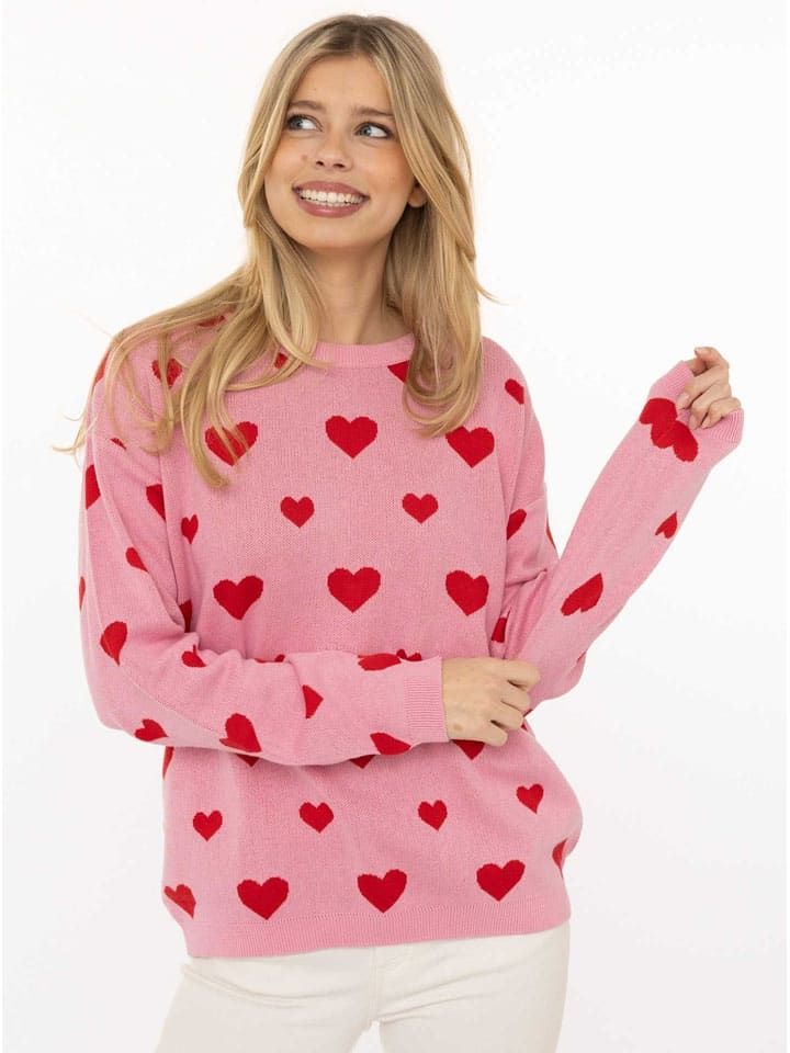 Pullover "Herzen" in Rosa