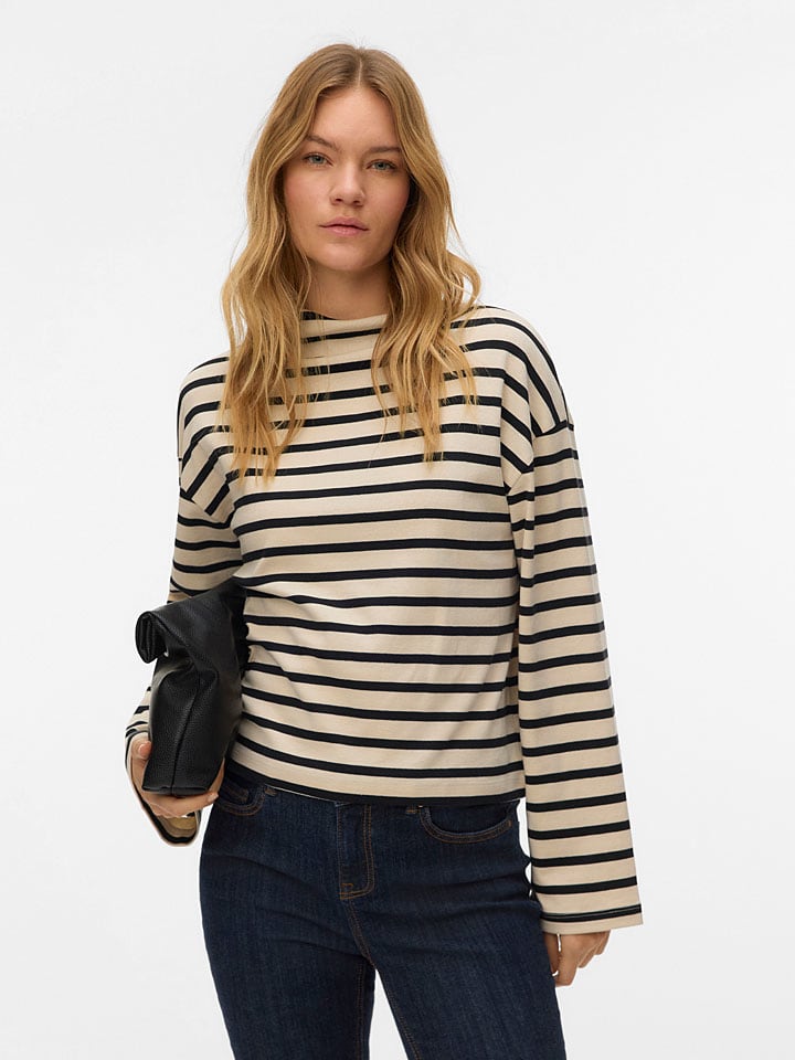 Pullover in Beige/ Schwarz