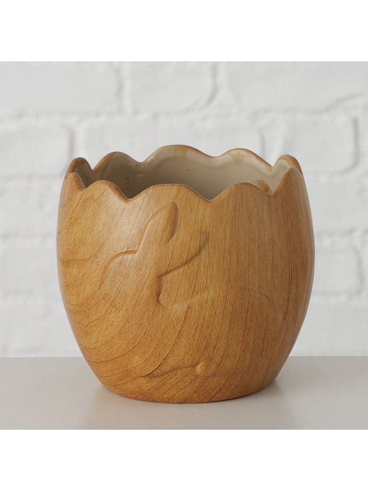 Osłonka w kolorze jasnobrązowym na doniczkę - wys. 11 x Ø 12,51 cm