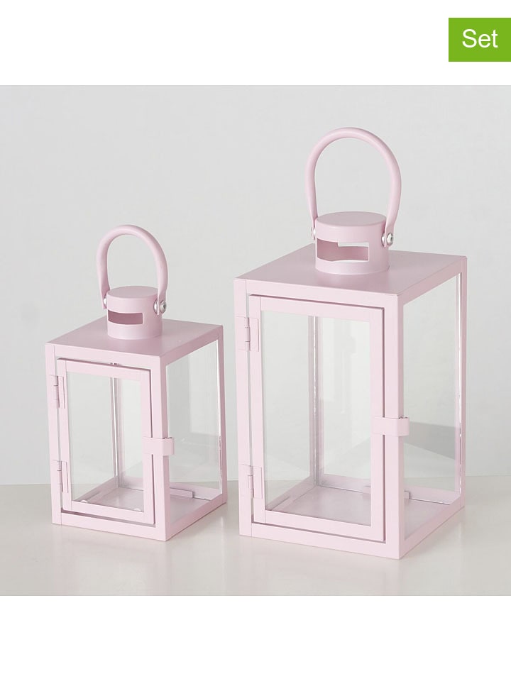 2er-Set: Laternen "Arana" in Rosa