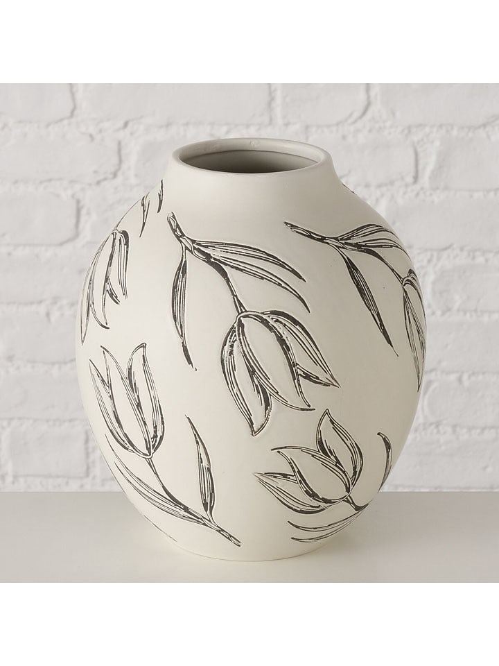 Wazon "Carina" w kolorze kremowo-czarnym - wys. 25 x Ø 22 cm