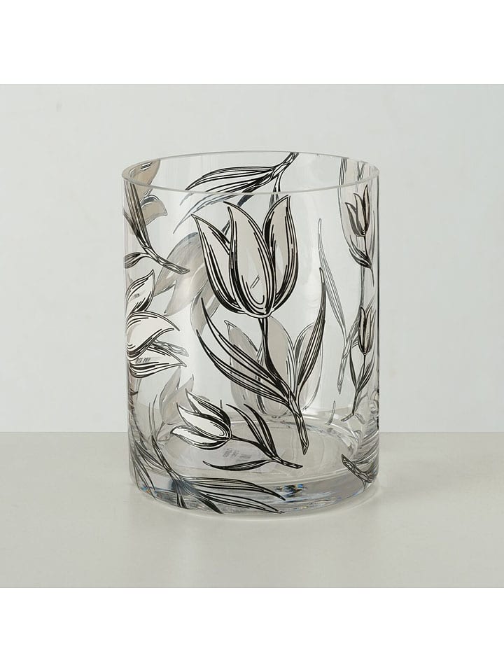 Vase "Carina" in Transparent/ Schwarz - (H)15 x Ø 12 cm