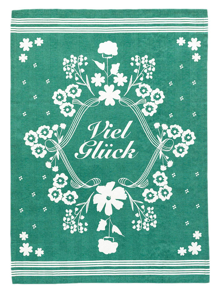 Ściereczka "Viel Glück" w kolorze miętowym do naczyń - 70 x 50 cm