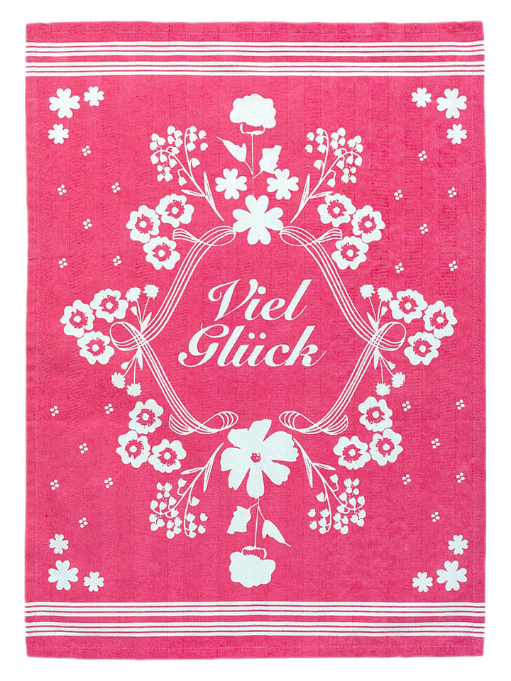 Geschirrtuch "Viel Glück" in Pink - (L)70 x (B)50 cm
